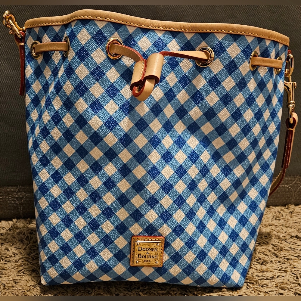 Dooney & Bourke Blue and White Checkered Shoulder Bag